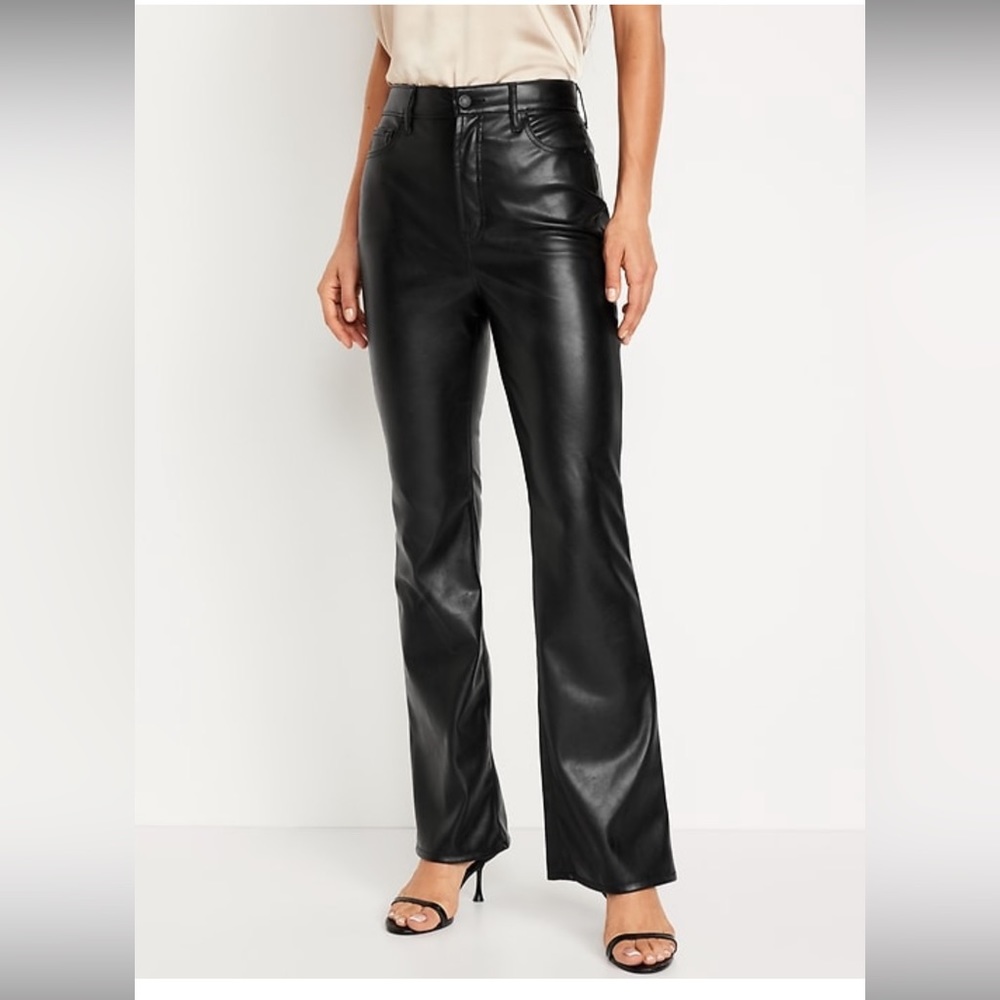 Faux Leather Plus Size Flare Pants